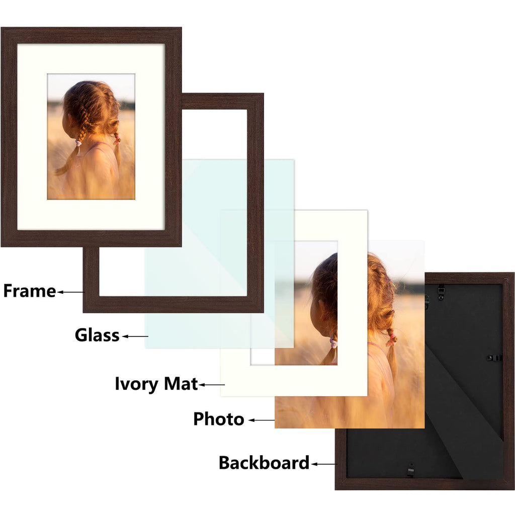 Golden State Art, Classic Picture Frame - 8X 10 Frame For 5 X 7 Photos, Brown