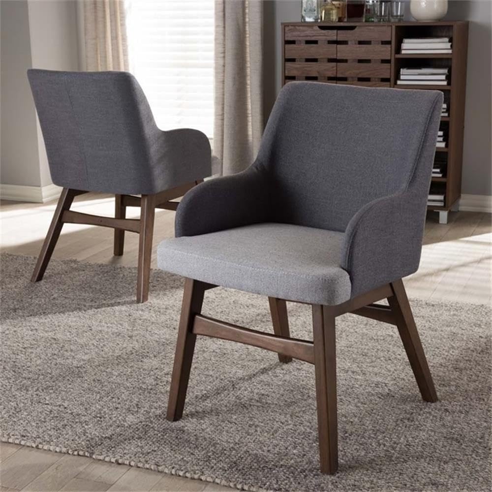 Baxton Studio Monte Mid-Century Modern Two-Tone Grey Fabric Armchair