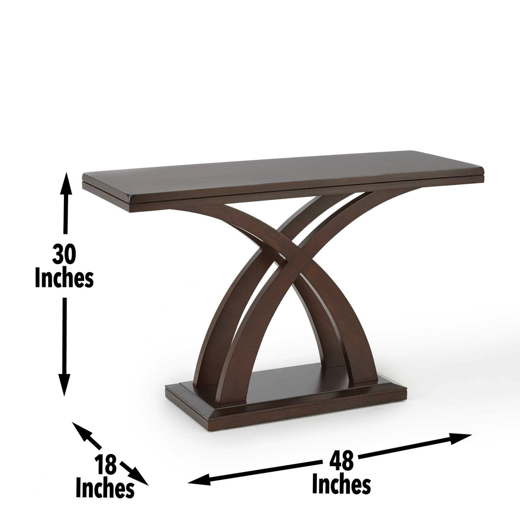 Steve Silver Company Jocelyn Sofa Table, 48" W x 18" D x 30" H, Espresso Cherry Finish, Decorative Base with Double Edge Tops