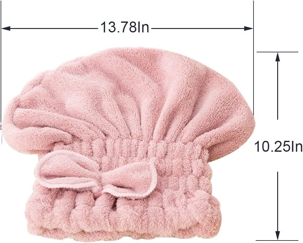 Jseng 2Pc Microfiber Hair Drying Caps Large, Extrame Soft & Ultra Absorbent, Fast Drying Turban Hair Wrap Towels Thick Fluffy Fo