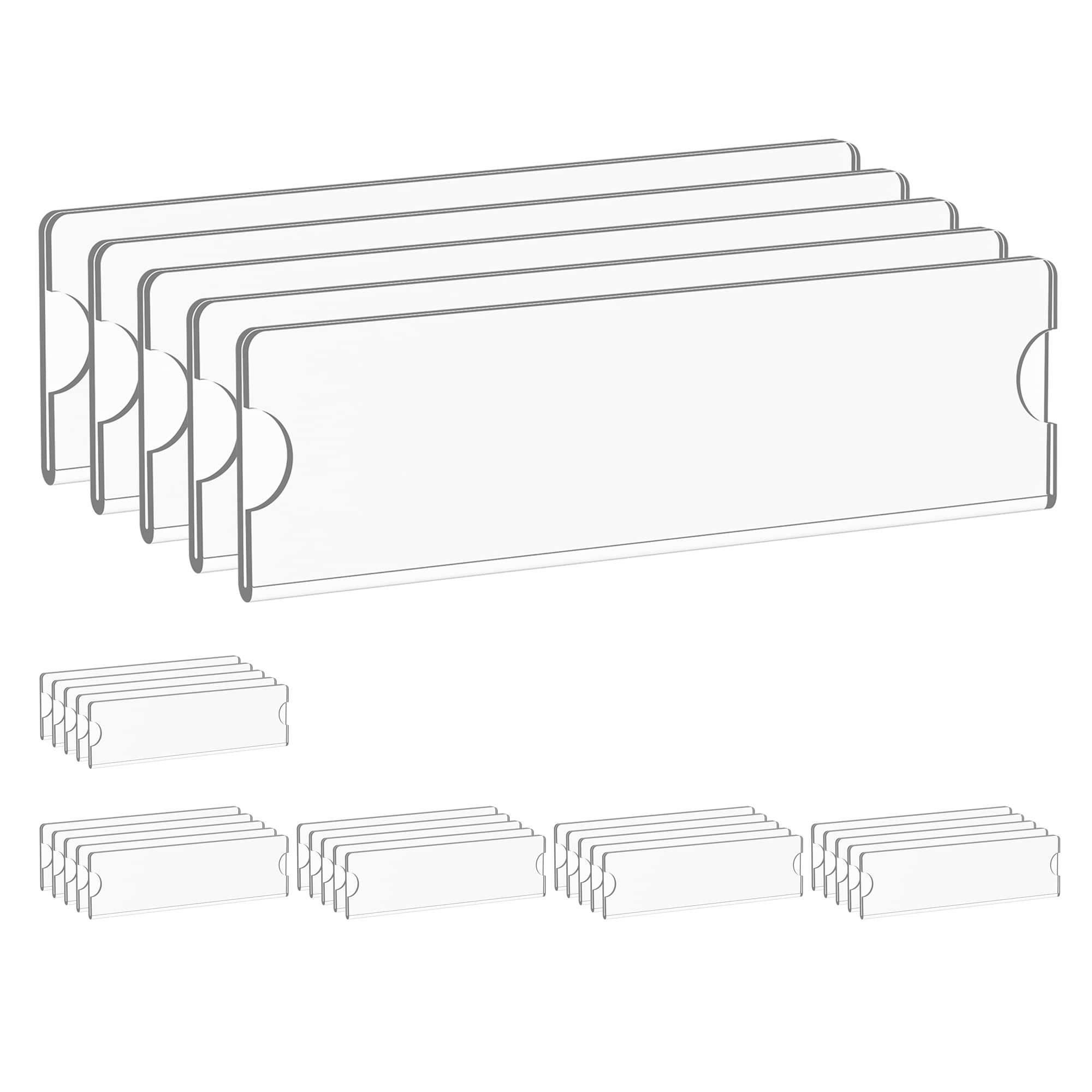 Richboom Acrylic Wall Name Plate Holder, 2X8 Inch, 30 Pack Clear Acrylic Sign Holder Frame With Adhesive Tapes, Door Plates For