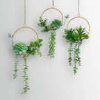 Swthony Artificial Succulents Wreath Set Of 3 Hanging Gold Geometric Garland Greenery Wreath Wall Decor For Wedding Party Nurser