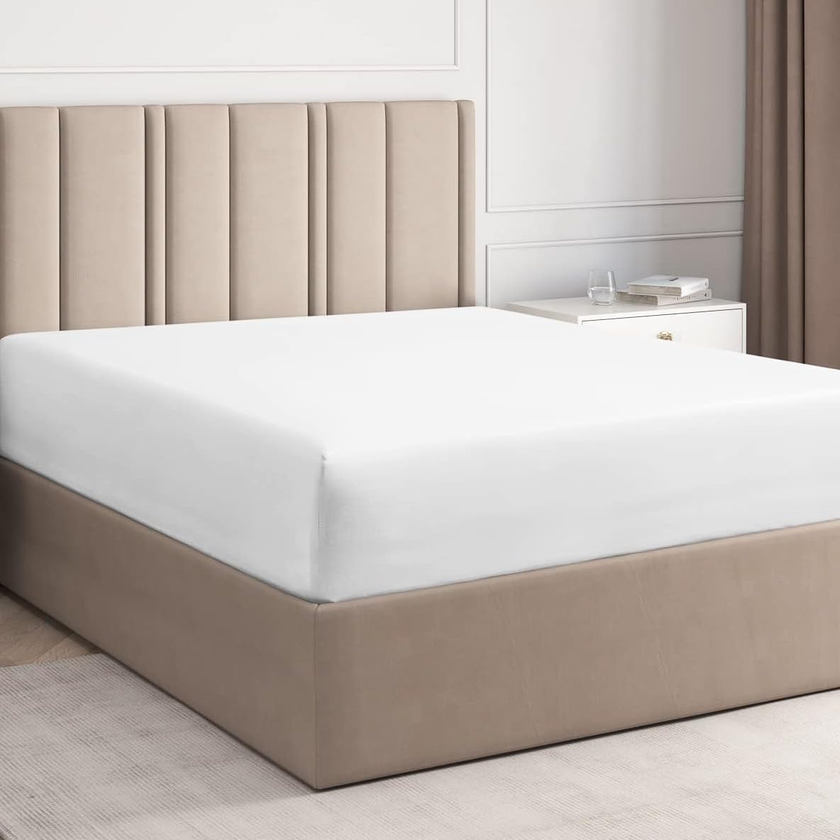 Twin Xl Size Fitted Bed Sheet - Hotel Luxury Single Fitted Sheet Only - Fits Mattress Up To 16' - Extra Soft, Wrinkle Free, Breathable Sheet For Women, Men, Kids & Teens - White Single Fitted Sheet
