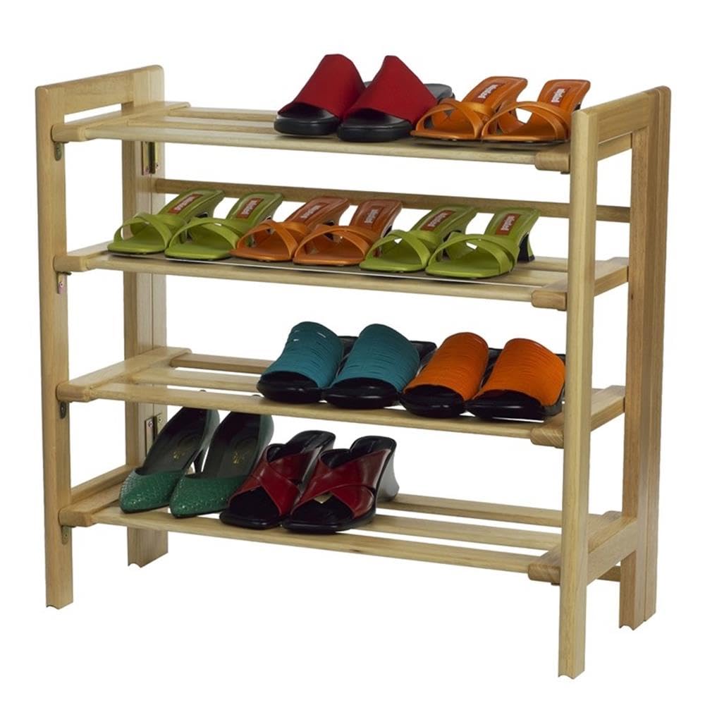 Winsome Beech Wood 4-Tier Stackable Shoe Rack, Natural