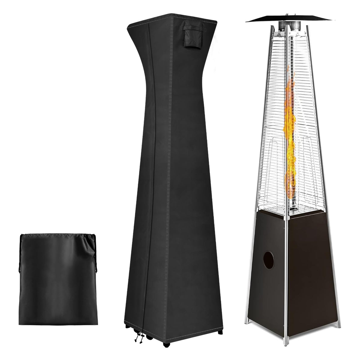 Purefit Waterproof Pyramid Torch Patio Heater Covers With Zipper, Heavy Duty Garden Windproof Heater Protector, Uv-Resistant Win