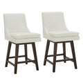 Chita Counter Height Swivel Barstool With Back Set Of 2, Fsc Certified Upholstered Faux Leather Swivel Bar Stool, 26.8' H Seat Height, Pu Leather In Pure White