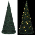 vidaXL Pop-Up String Artificial Christmas Tree with LED Lights, 7ft Durable Green PVC, Easy-Setup & Reusable Holiday Decor, Ideal for Indoor/Outdoor Use