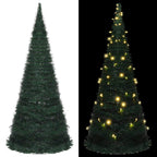 vidaXL Pop-Up String Artificial Christmas Tree with LED Lights, 7ft Durable Green PVC, Easy-Setup & Reusable Holiday Decor, Ideal for Indoor/Outdoor Use