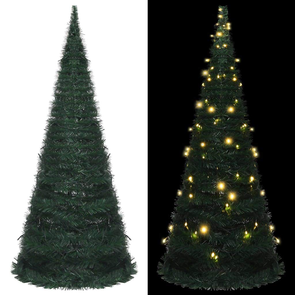 Vidaxl Christmas Tree, Pop-Up String Artificial Xmas Tree With Leds, Christmas Ornament For Indoor Outdoor, Holiday Party Decoration, Green