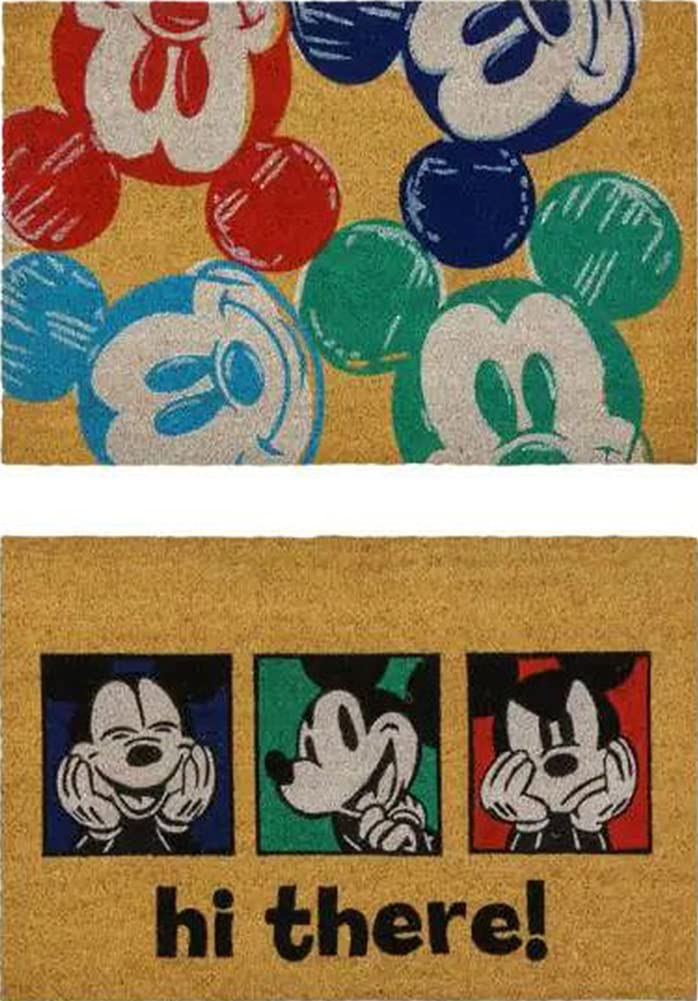 Gertmenian Disney Mouse Doormat Rug Front Door Coir Mat Welcome Home Indoor Outdoor Entryway Carpet, 2-Pack 20X34, Retro Mickey