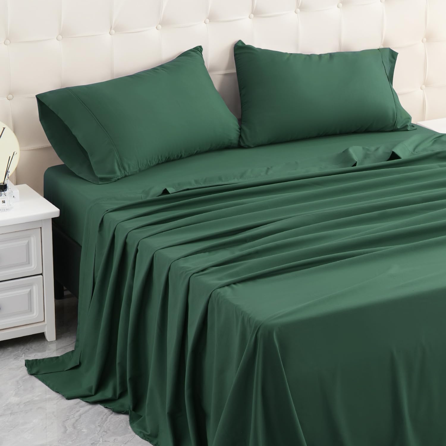 Micoral Queen Bed Sheets Set, Soft Breathable Bedding Sheet Set, Sheets Set With 16'' Deep Pocket Design (4 Pieces, Queen, Emera