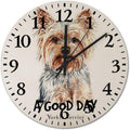 LetusZhogo Watercolor Portrait of A Yorkie Terrier Dog Wall Clock, 12 Inch Round Silent Non-Ticking Wall Clock Wooden Time Clock