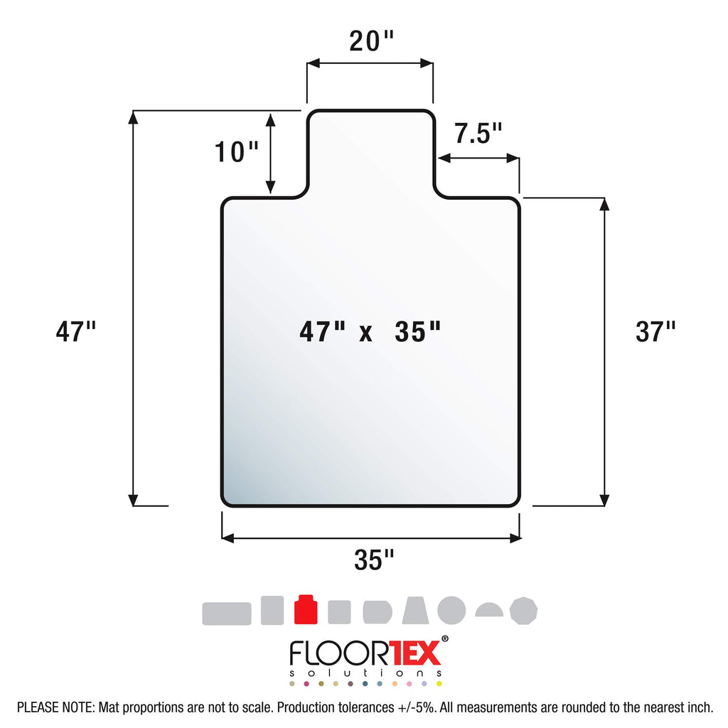 Floortex® Valuemat® Vinyl Lipped Chair Mat for Hard Floor - 47" x 35"