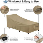 Outdoorlines Outdoor Waterproof Patio Chaise Lounge Chair Cover - Uv Resistant Lounger Covers Heavy Duty Weatherproof Patio Sofa Furniture Covers, 2 Packs, 64Wx28Dx30H Inches, Camel
