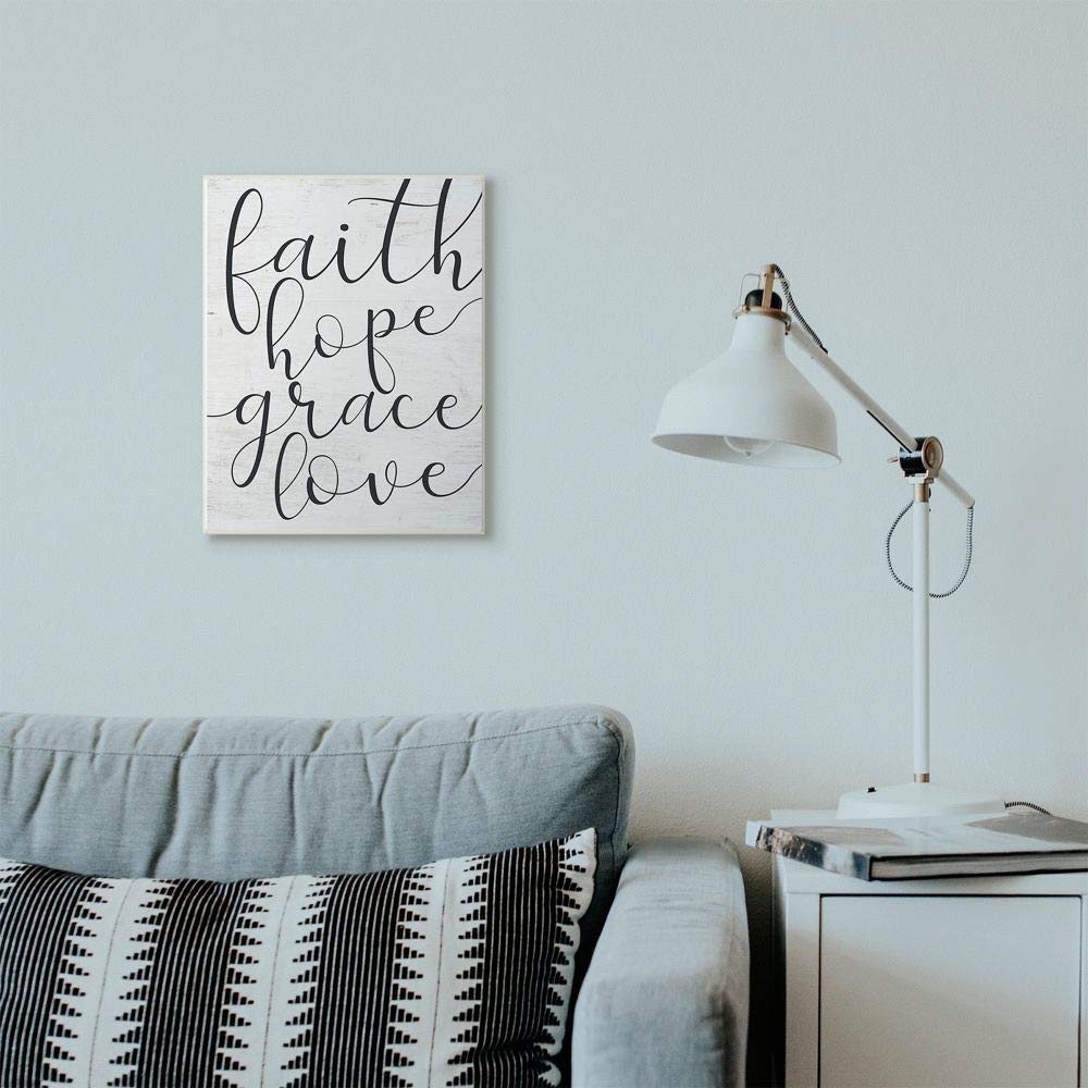 Stupell Industries Faith Hope Home Family Inspirational Word On Wood Texture Design Wall Plaque, 12 X 18, Multi-Color