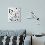 Stupell Industries Faith Hope Home Family Inspirational Word On Wood Texture Design Wall Plaque, 12 X 18, Multi-Color