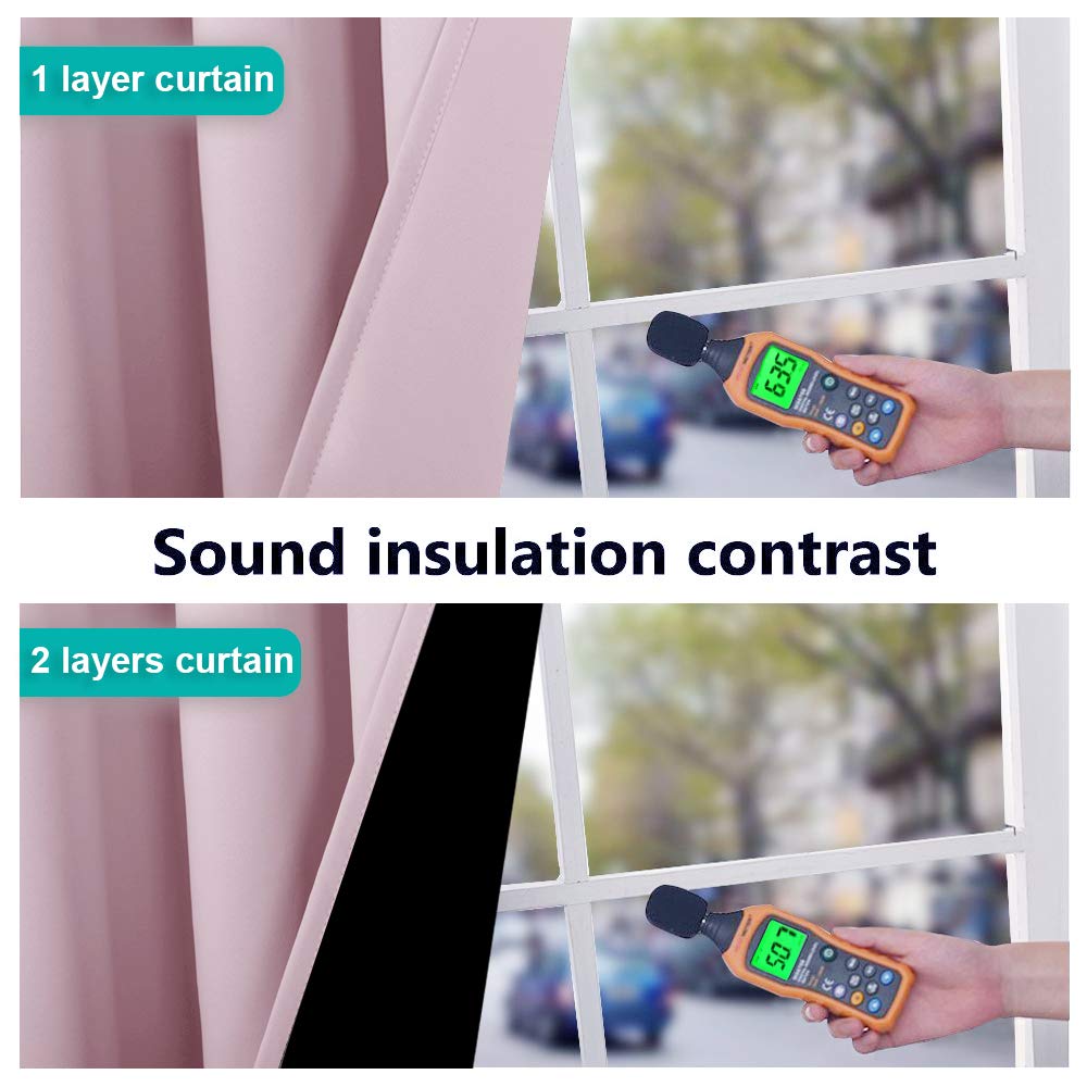 Nicetown 100% Blackout Window Curtain Panels, Heat And Cold Blocking Drapes With Black Liner For Nursery, 60' Thermal Insulated Draperies (Lavender Pink, 2 Pieces, 37' Wide Each Panel)