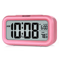Peakeep Night Light Alarm Clock Battery Operated with Indoor Temperature, Desk Digital Clock for Kids Girls Bedrooms (Pink)