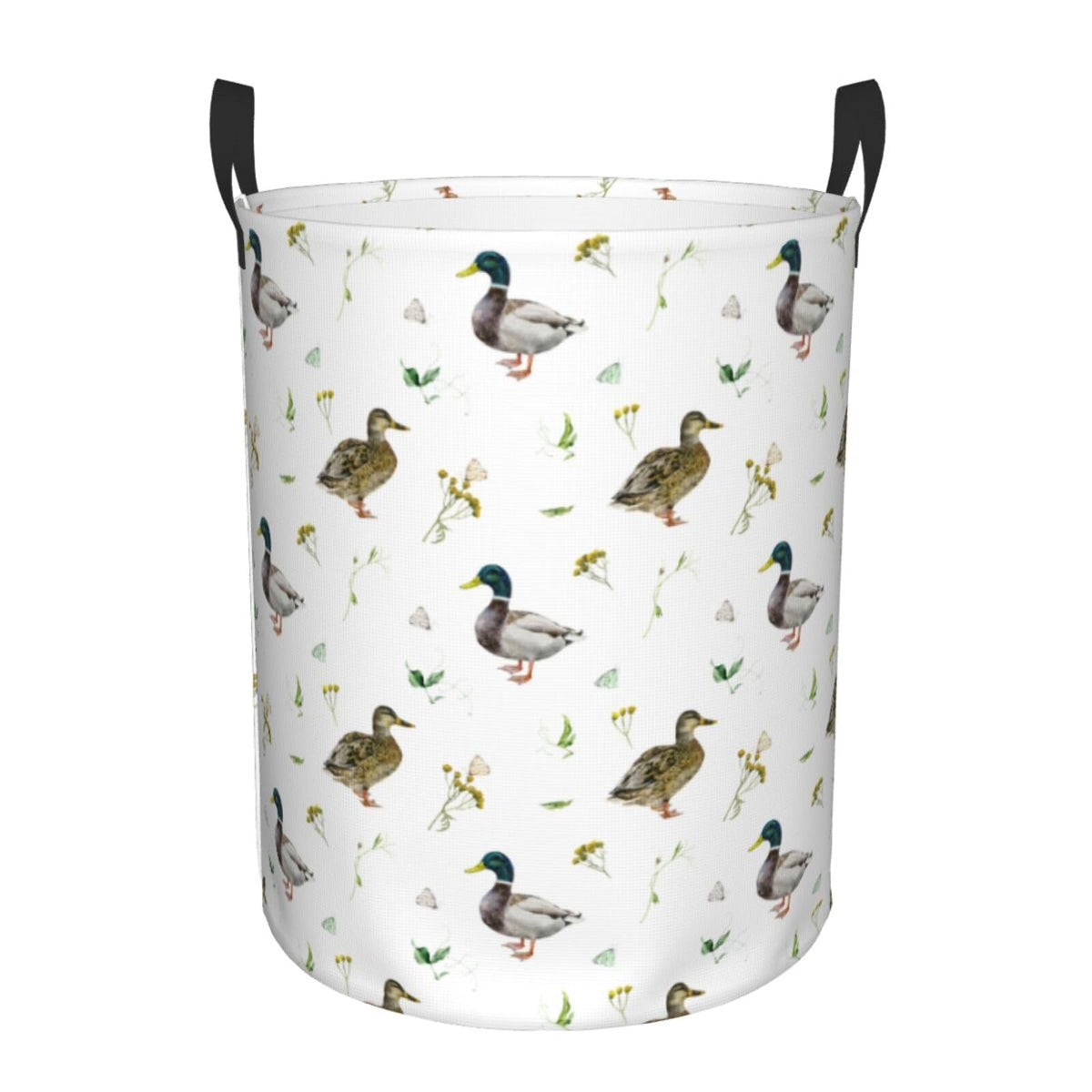 Laundry Basket Cute Mallard Duck Room Decor,Round Laundry Hamper Waterproof Dirty Clothes Hamper Collapsible Laundry Baskets Wit