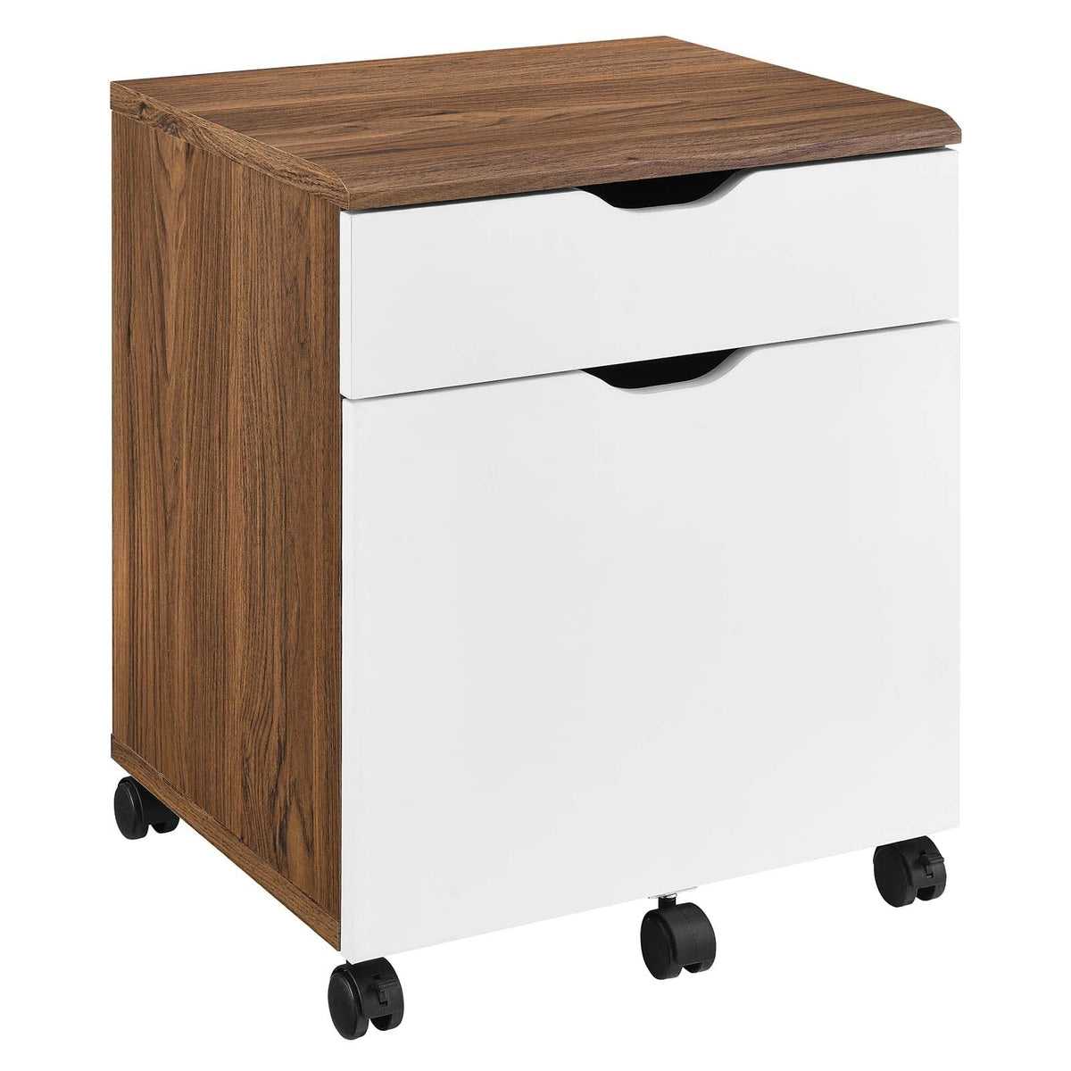 Modway Envision Modern Wood & Plastic File Cabinet In White/Walnut