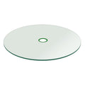 Fab Glass and Mirror Patio 42    Round 1/4 Thick Flat Tempered with 2    Hole Glass Table Top, 42 Inch, Clear