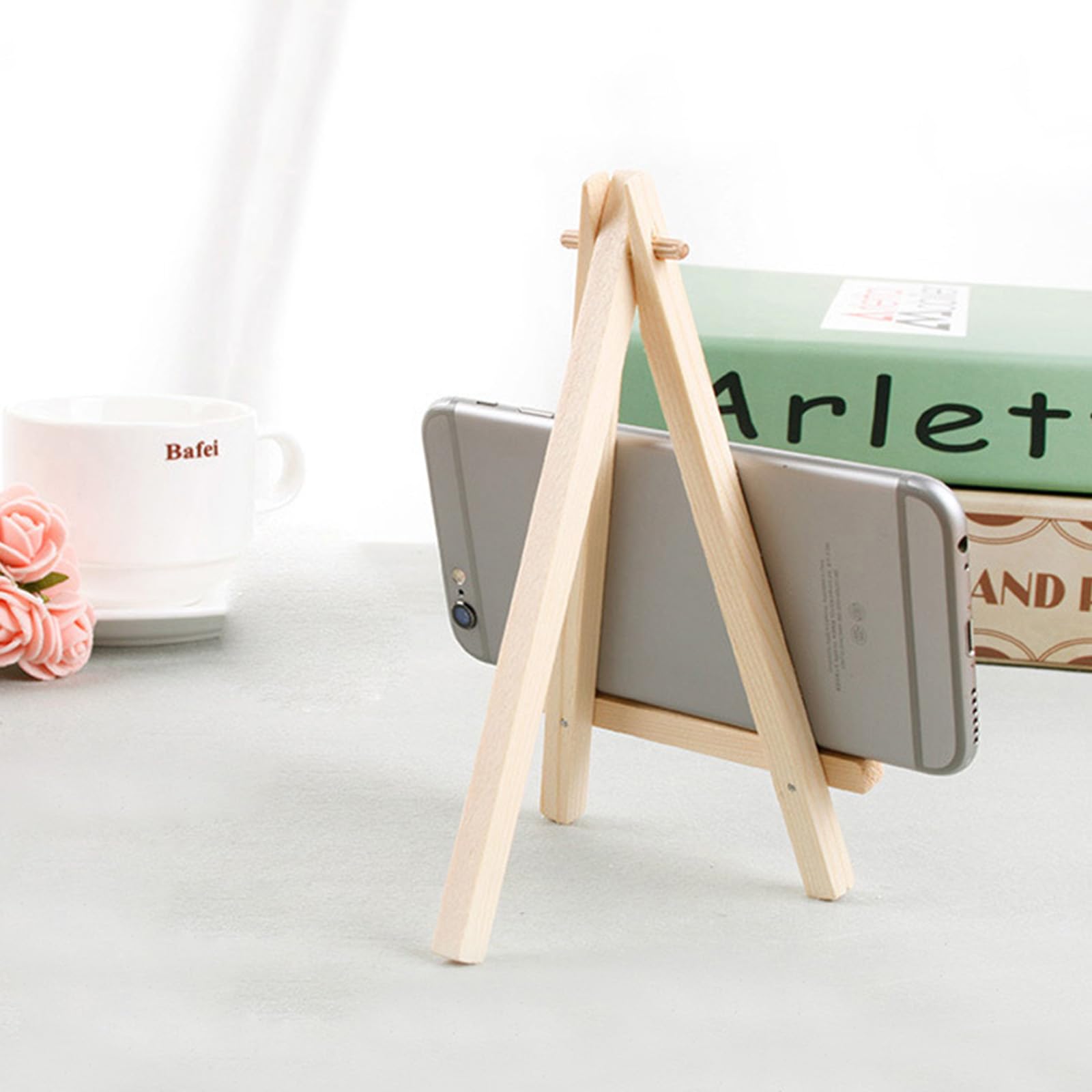 Juxiamal 4Pcs Mini Wood Display Easels, Small Table Top Easels, Artist Triangle Easels For Displaying Canvas Paintings, Weddings