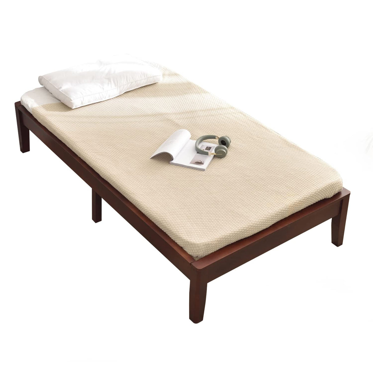 Better Home Products Stella Solid Pine Wood Twin Platform Bed Frame In Mahogany