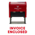 Vivid Stamp Invoice Enclosed Self-Inking Rubber Stamp - Red Ink (Medium)