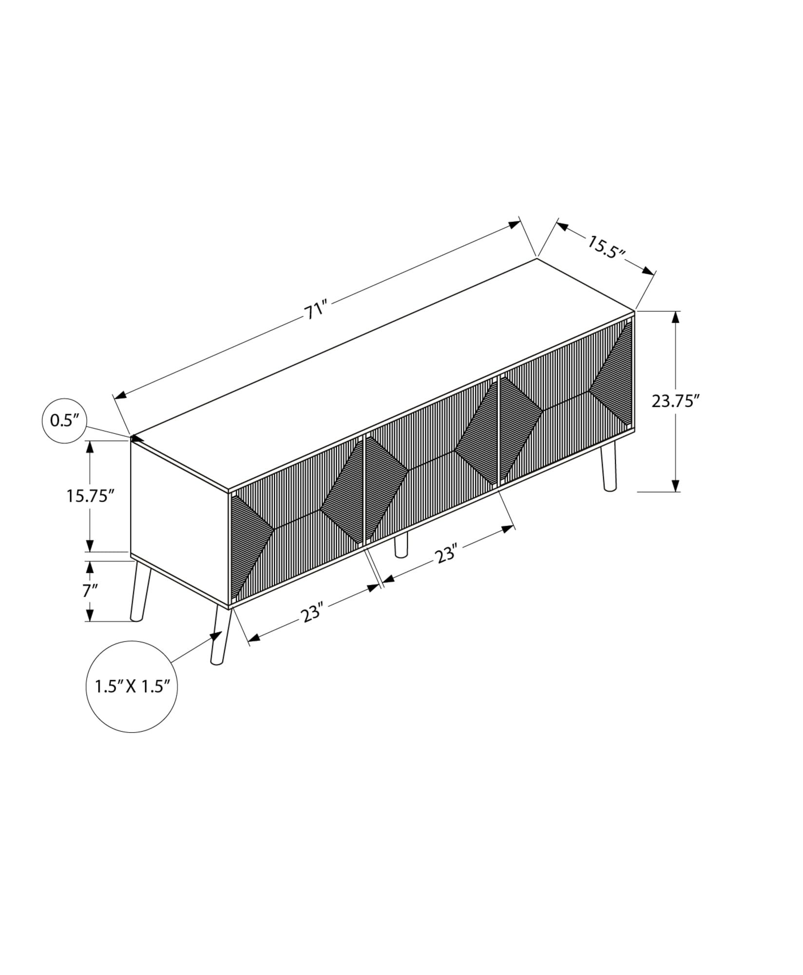 Monarch Specialties I 2793 Tv Stand, 72 Inch, Media Entertainment Center, Storage Cabinet, Console