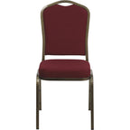 Flash Furniture HERCULES Series Crown Back Stacking Banquet Chair in Burgundy Fabric - Gold Vein Frame