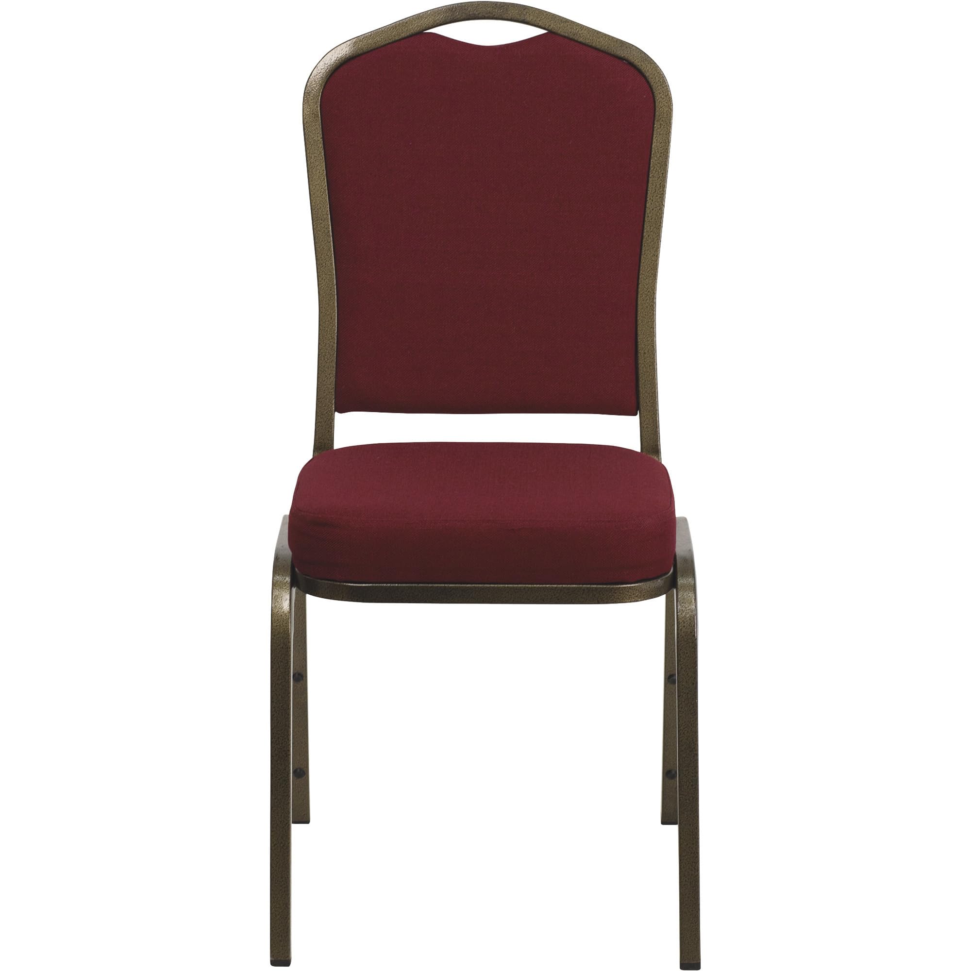 Flash Furniture HERCULES Series Crown Back Stacking Banquet Chair in Burgundy Fabric - Gold Vein Frame