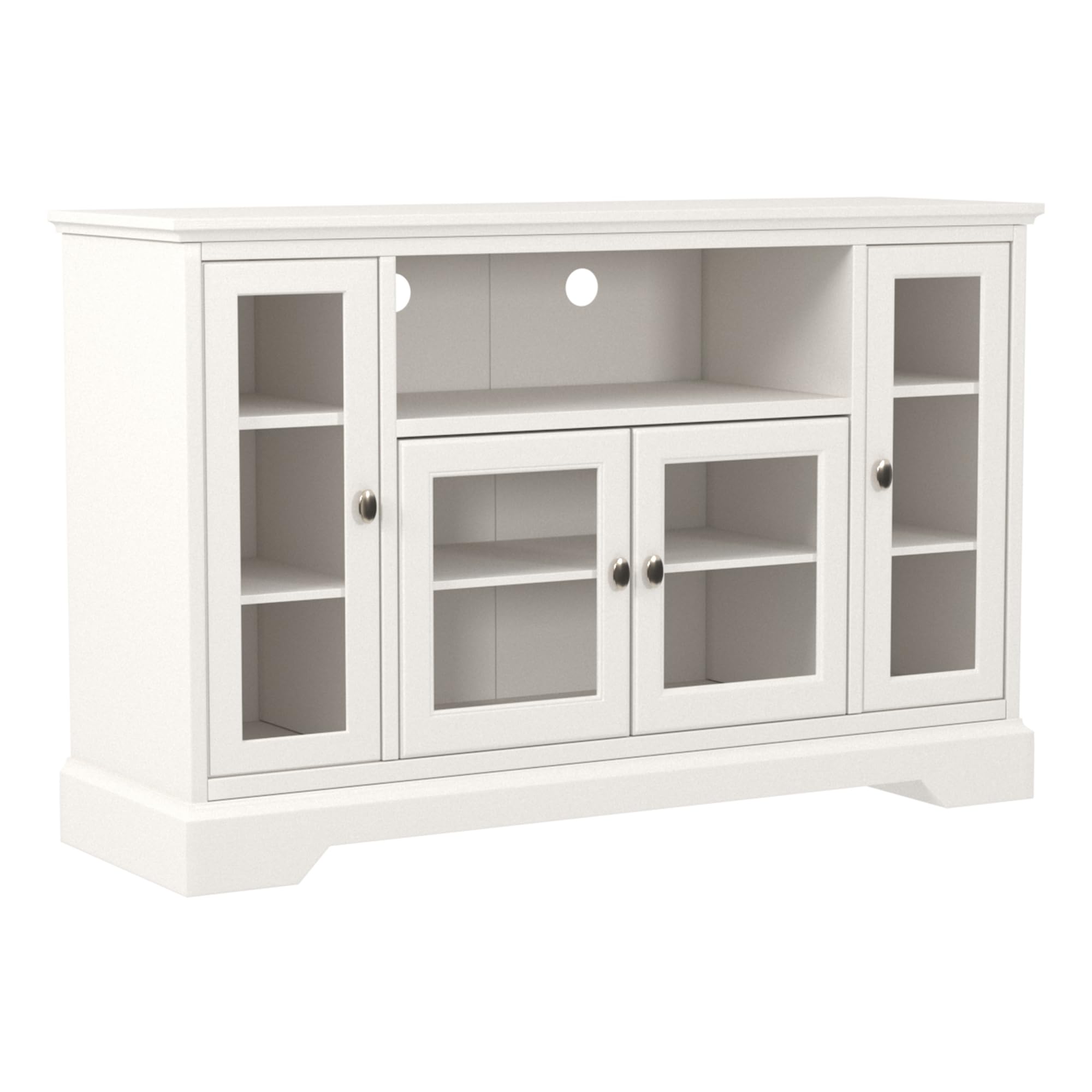 Walker Edison Traditional Wood Universal TV Stand for TVs up to 58 Flat Screen Living Room Entertainment Center, 52 Inch, White