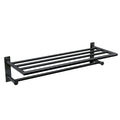 Moen Y5794BL 24-Inch Wide Modern Bathroom Hotel-Style Towel Storage Shelf with Towel Bar, Matte Black