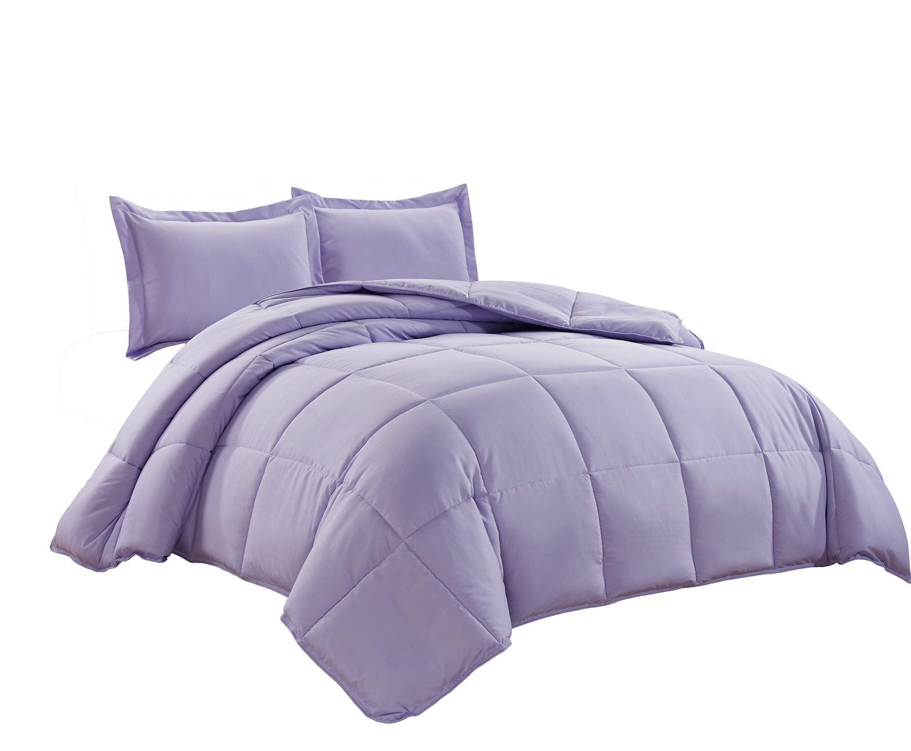 Chezmoi Collection 3-Piece Down Alternative Comforter Set (Oversized Queen, Lavender)