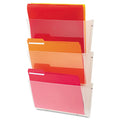 Deflecto 63601 Unbreakable Docupocket Expandable Three-Pocket Wall File Set, Letter, Clear