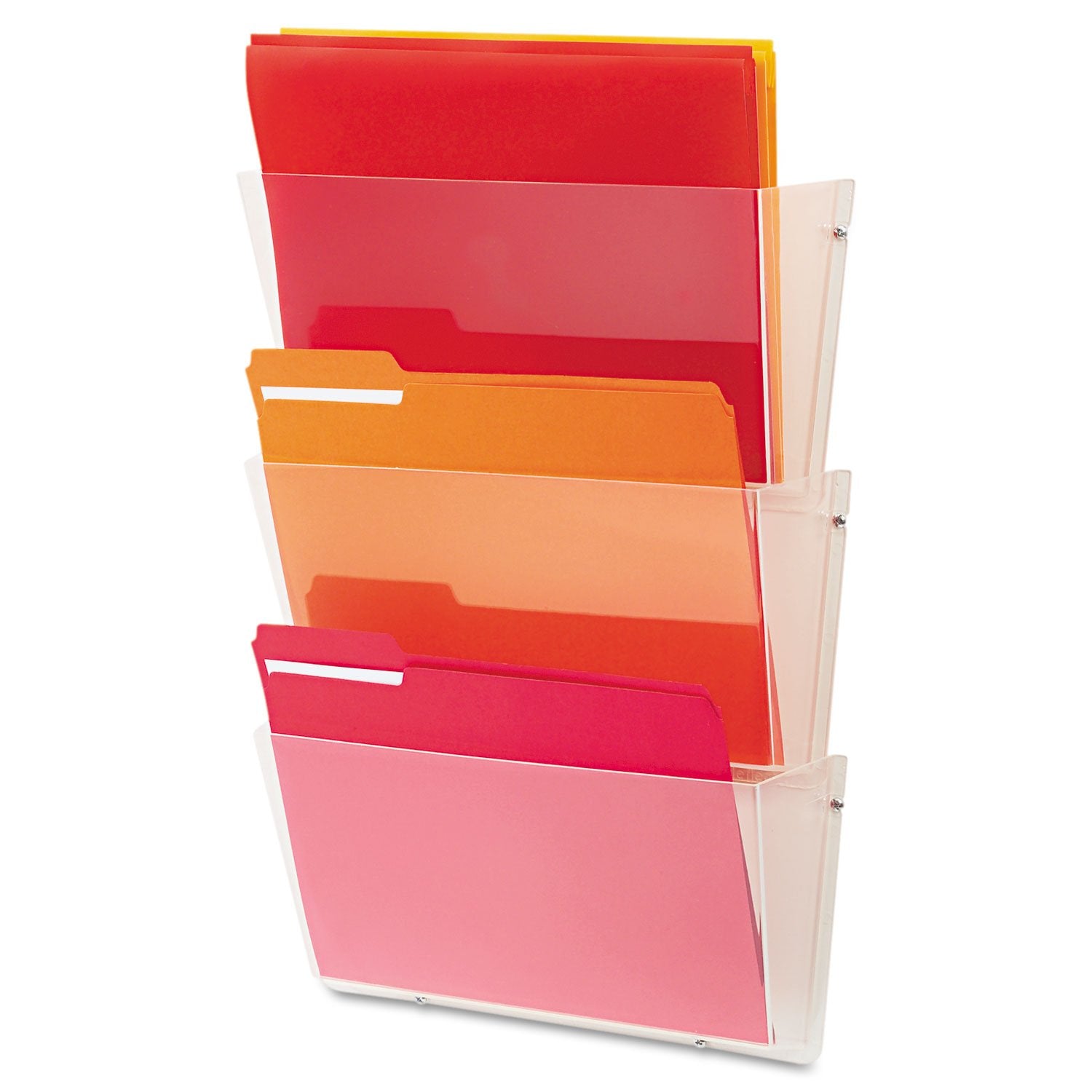 Deflecto 63601 Unbreakable Docupocket Expandable Three-Pocket Wall File Set, Letter, Clear