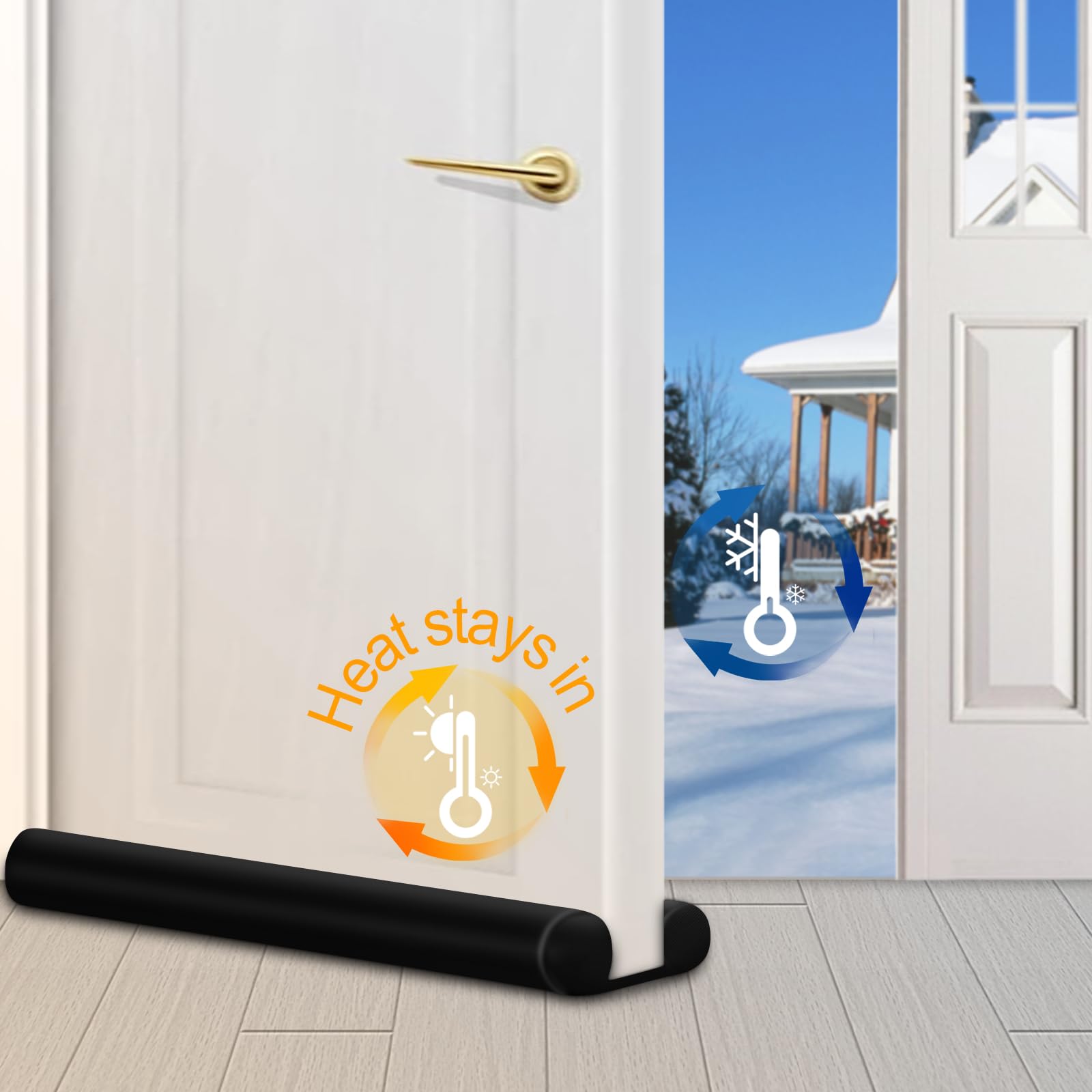 Maxtid 32' Black Door Air Draft Stopper - Wind Blocker For Bedroom Doors & Small Apartments
