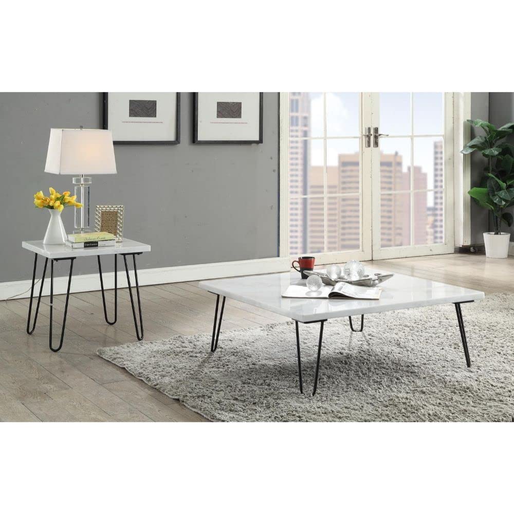 ACME Furniture Coffee Table, White Marble and Black