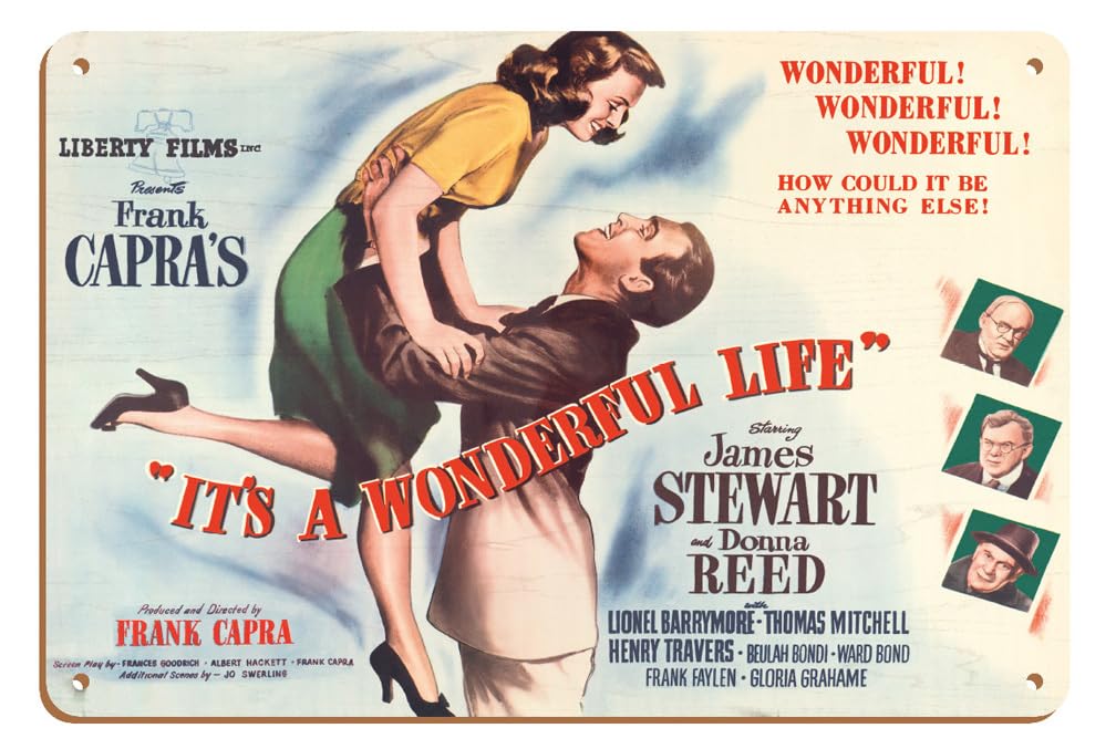 Frank Capras Its a Wonderful Life - Starring James Stewart Donna Reed - Vintage Film Movie Poster c.1946-8 x 12 inch Vintage W