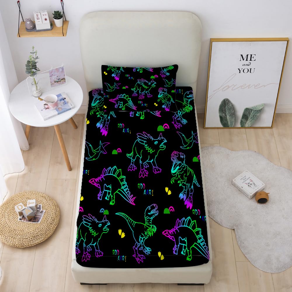 Gusuhome Dinosaurs Bed Sheets Full Size For Boys 3D Colorful Jurassic Dinosaur Fitted Sheets Set For Kids And Teens Soft Microfi