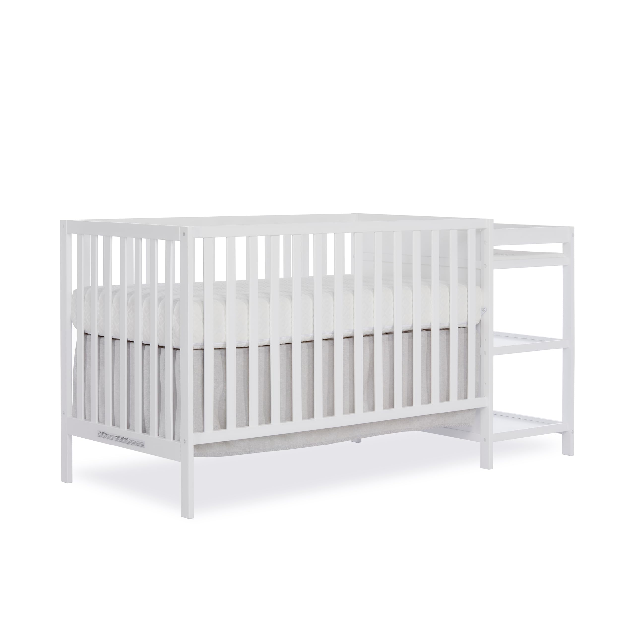 Dream On Me Synergy Convertible Crib and Changer in White with Detachable Changing Table, JPMA Certified, 1    Changing pad