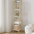 Hzuaneri Ladder Shelf, Bookshelf Bookcase, Freestanding Corner Storage Shelve with 2 Hooks for Home Office, Living Room, Kitchen