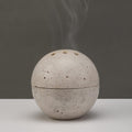 Natural Travertine Round Incense Cone Holder, Minimalist Sphere Incense Burner for Cones, Home Decorations 3.94in (Gray)