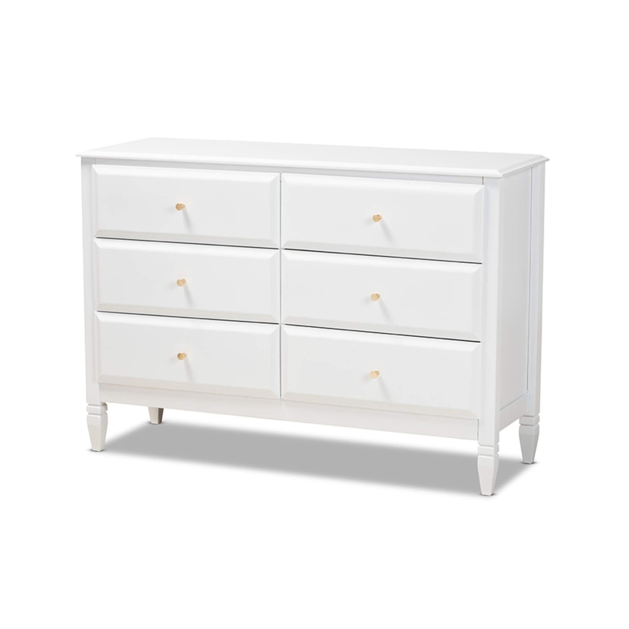 Baxton Studio Naomi Classic and Transitional White Finished Wood 6-Drawer Bedroom Dresser