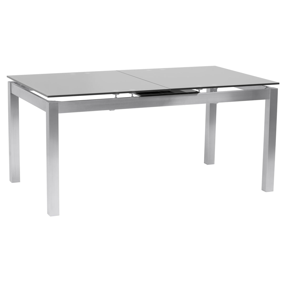 Armen Living Ivan Tempered Glass Top Extension Table, Dining Height, Gray