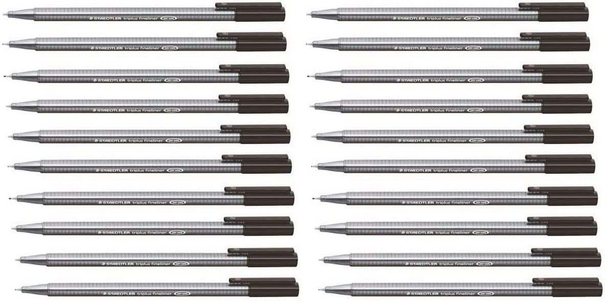 Staedtler Triplus 334 Lot De 20 Stylos  Pointe Fine 0,3 Mm Noir, Black