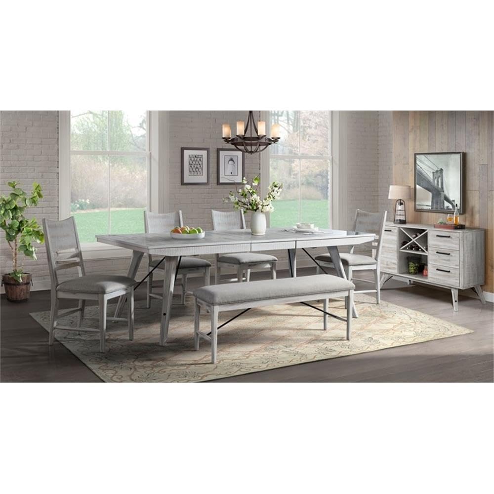 Intercon Modern Rustic Dining Table, Weathered white