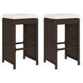 vidaXL Kitchen Stools with Cushions 2pcs Brown Synthetic Rattan Stool, Outdoor Bar Stool, Bar Chair, Garden Stool
