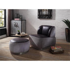 Acme Decapree Top Grain Leather Accent Chair in Antique Slate and Gray