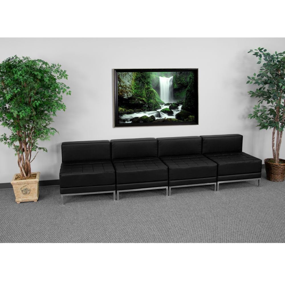 Flash Furniture HERCULES Imagination Series Black LeatherSoft Lounge Set, 4 Pieces